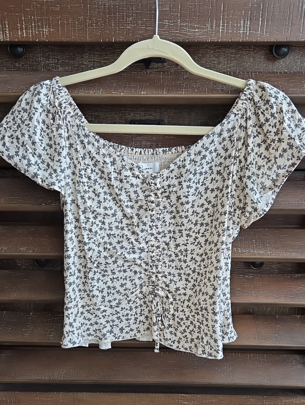 Japra Cream Floral Milkmaid Boho Blouse, Size S, LNWOT